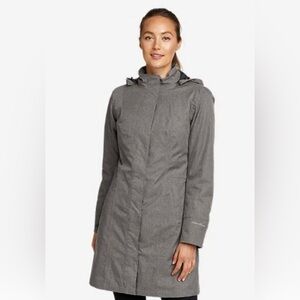 Eddie Bauer Girl On The Go Gray Trench Coat Womens Size M